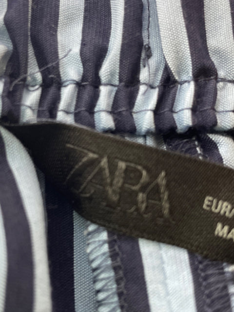 Pantalón Zara Rayas Recto Azul - Talla S