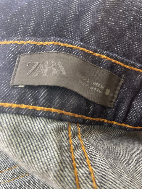Pantalón Zara Recto Bolsillo Azul - Talla 26