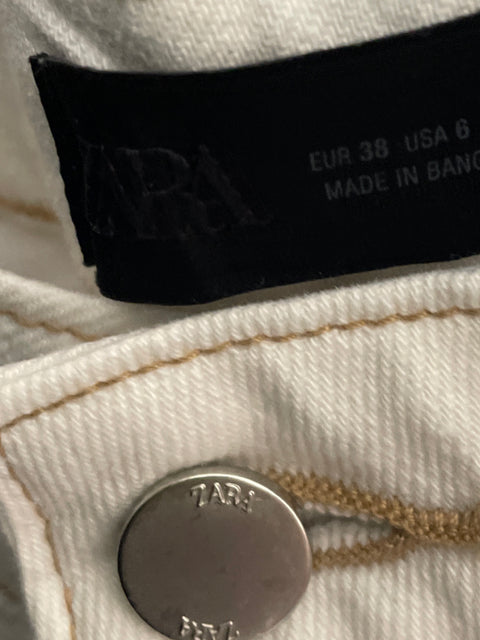 Pantalón Zara Bolsillo Recto Wide-leg Blanco - Talla 38