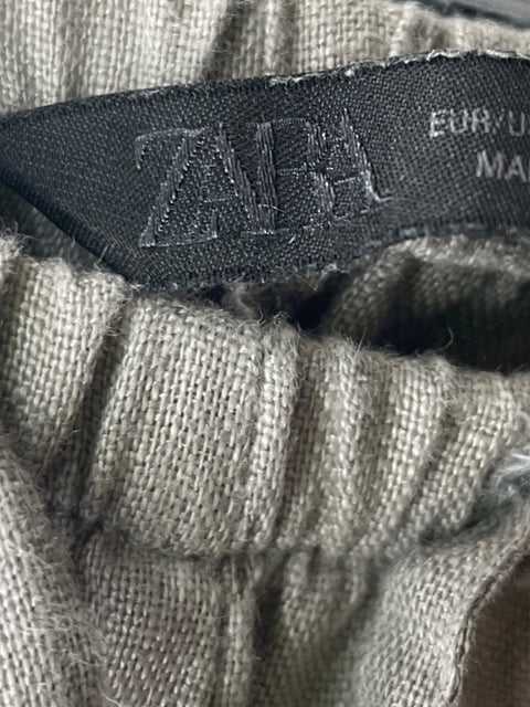 Pantalón Zara Cordon Doblado Wide-leg Gris - Talla M