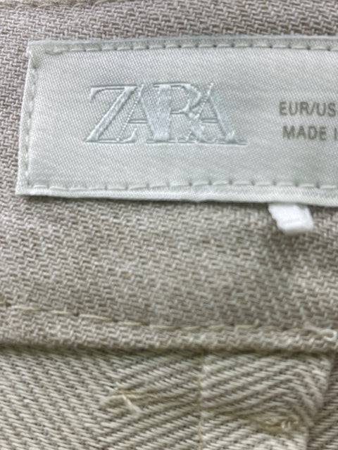 Pantalón Zara Wide-leg Recto Beige - Talla L