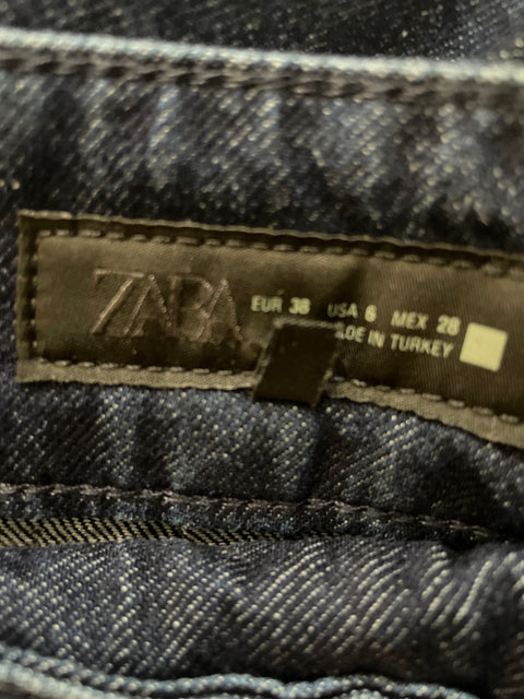 Pantalón Zara Plisado Wide-leg Azul - Talla 38