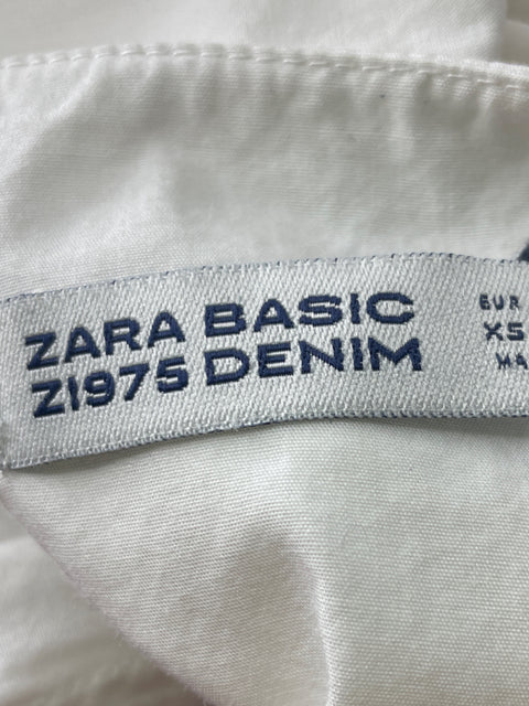 Blusa Zara Tiras Ruchas Blanco - Talla XS