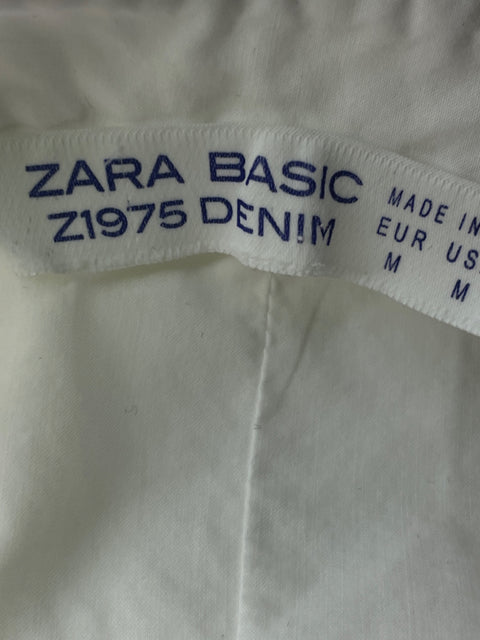 Blusa Zara Liso Manga corta Blanco - Talla M