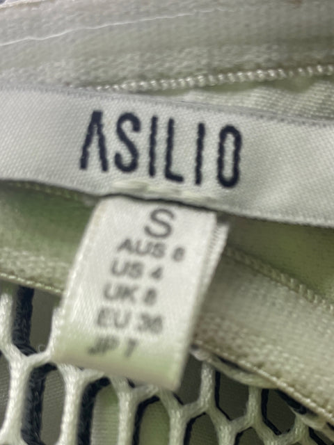 Vestido Asilio Mini Troquelado Sin mangas Blanco - Talla S