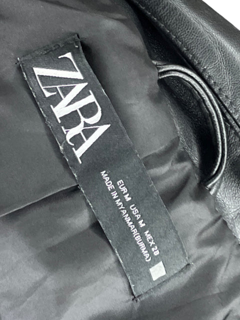 Chaqueta Zara Biker Correa Recto Negro - Talla M