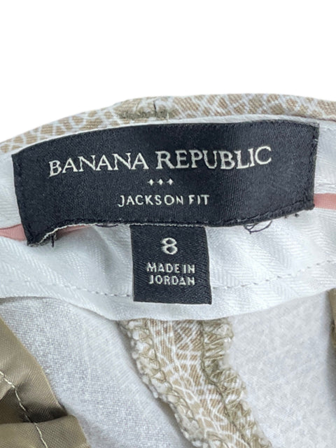 Pantalón Banana Republic Jackson Estampado Recto Beige - Talla 8