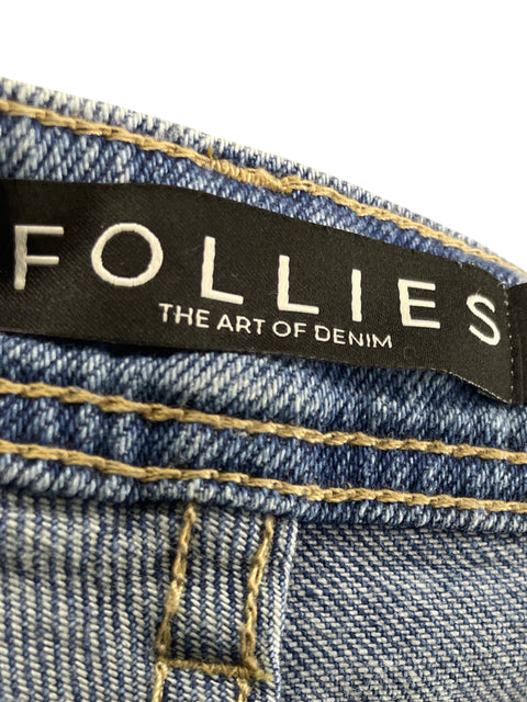 Pantalón Follies Recto Tachuelas Azul - Talla 8