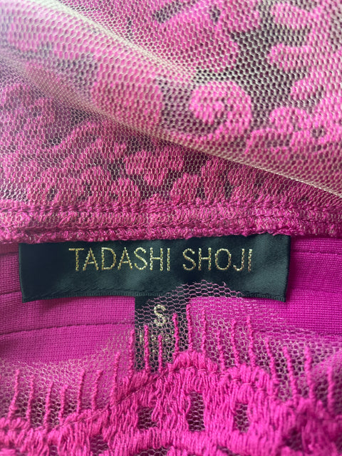 Vestido Tadashi Shoji Liso Tejido Morado - Talla S