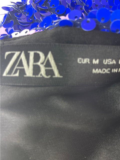 Vestido Zara Maxi Lentejuelas Azul - Talla M
