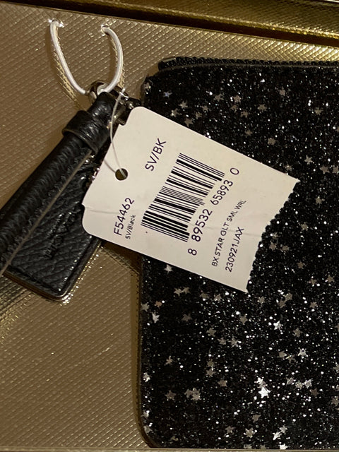 Cartera Coach Sobre Star Glitter Metalizado Negro - Talla U