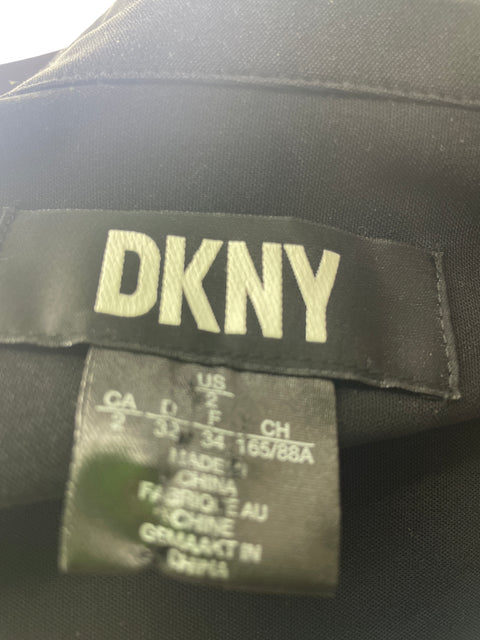 Vestido Dkny Plisado Manga corta Fajon Negro - Talla 2