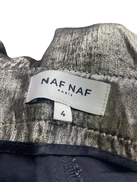 Pantalón Naf Naf Satinado Bolsillo Dorado - Talla 4