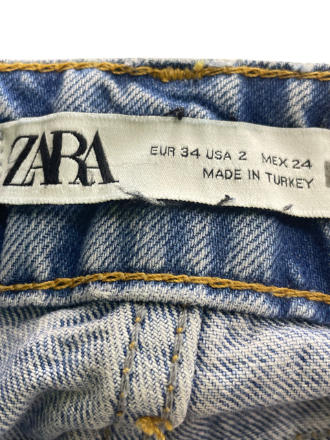 Pantalón Zara Perlas Bolsillo Azul - Talla 34