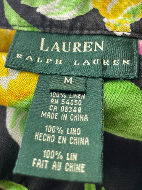 Blusa Ralph Lauren de Lino Estampado Cuello chino Manga larga Verde - Talla M