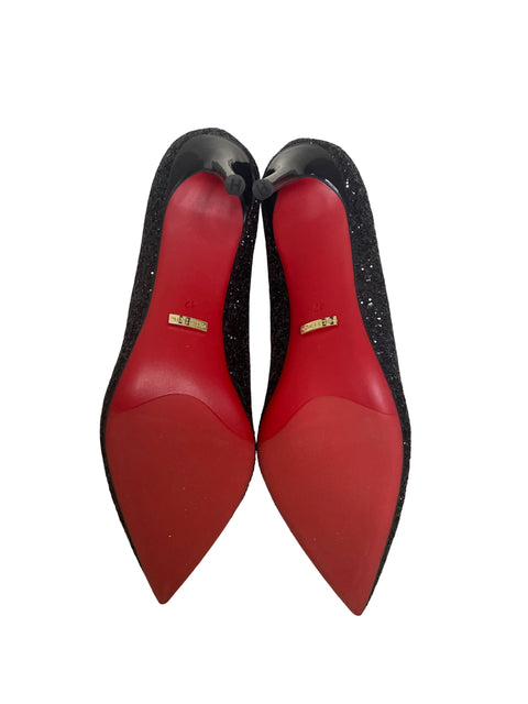 Zapato Hl Tino Tacón alto Pedreria Brillo Negro - Talla 9