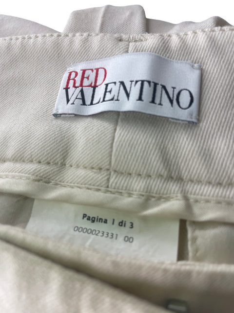 Pantalón Red Valentino Recto Wide-leg Bolsillo Beige - Talla 40