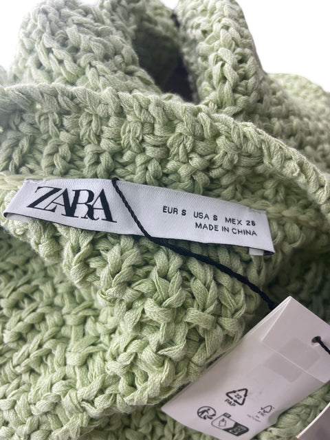Chaqueta Zara Tejidos Botones Crop Manga corta Verde - Talla S