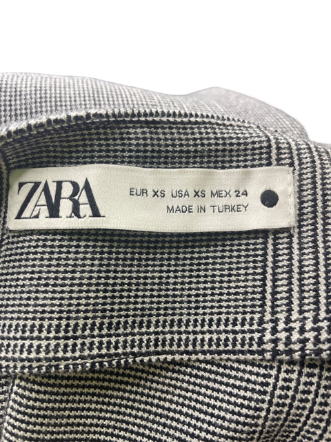 Blusa Zara Cuadros Nudo Manga larga Negro - Talla XS