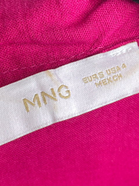 Vestido Mango Midi Cuello v Rosado - Talla 4