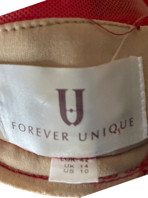 Vestido De Fiesta Forever Unique Vuelos Maxi Rojo - Talla 10