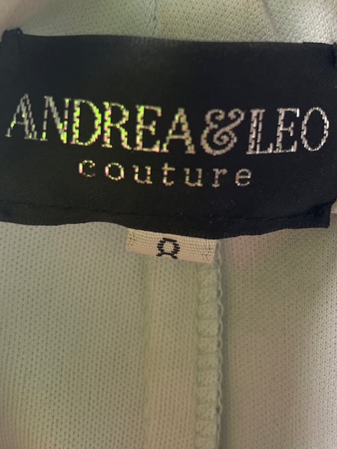 Vestido De Fiesta Andrea & Leo Oneshoulders Apliques Pedreria Azul - Talla 8