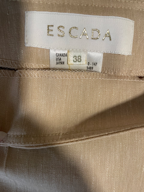 Pantalón Escada Recto Wide-leg Bolsillo Beige - Talla 38