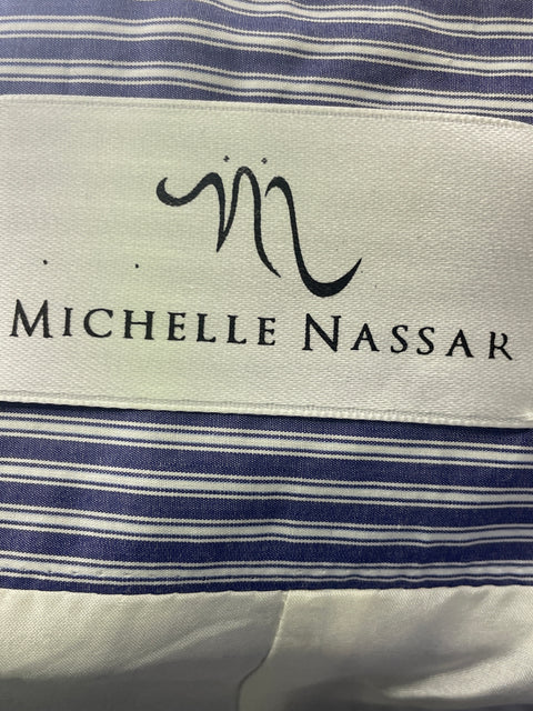 Pantalón Michelle Nassar Rayas Palazo Zipper Azul - Talla S