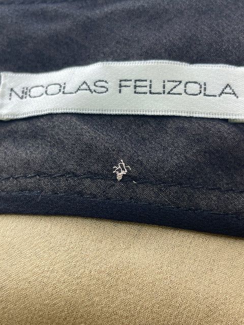 Falda Nicolás Felizola Estampado Lineas Midi Marrón - Talla S