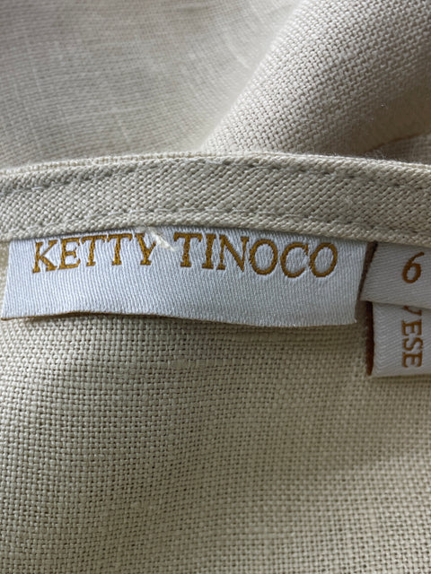 Falda Ketty Tinoco Mini Botones Lino Beige - Talla 6