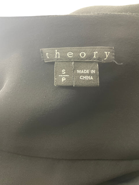 Blusa Theory Liso Manga corta Seda Negro - Talla S