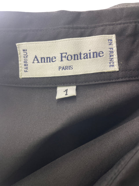 Blusa Anne Fontaine Liso Manga larga Botones flor Negro - Talla 0