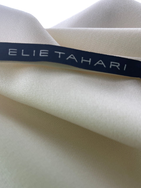Blusa Elie Tahari Apliques Troquelado Tejido Manga corta Beige - Talla S