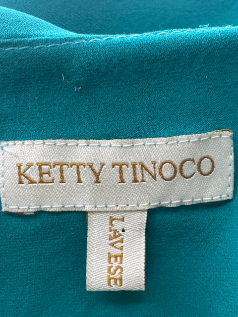 Blusa Ketty Tinoco Botones cristal Transparente Suelta Verde - Talla S