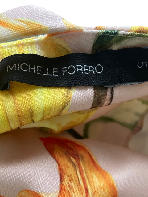 Blusa Michelle Forero Tiras Estampado Ruchas Ajustado Amarillo - Talla S