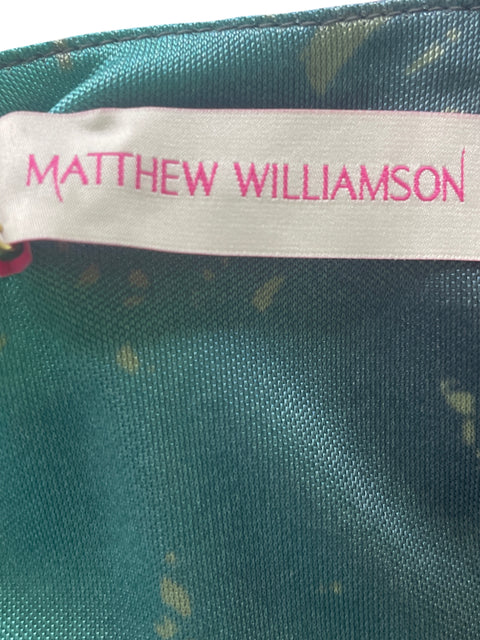 Vestido Mathew Williamson Maxi Ajustado Estampado Cuello v Morado - Talla 8