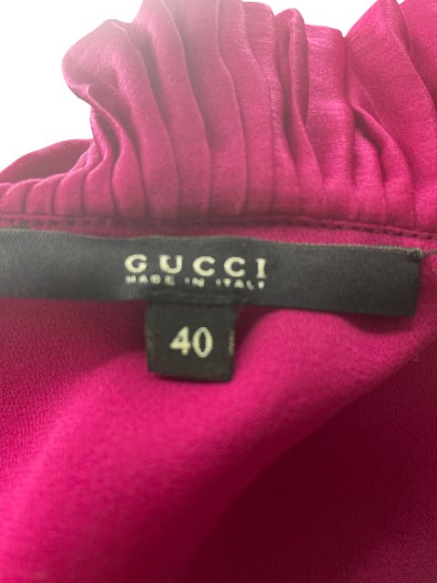Vestido Gucci Suelto Fajon Ruchas Manga larga Negro - Talla 40