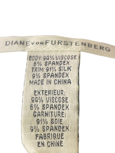 Vestido Diane Von Furstenberg Tejido Liso Midi Manga corta Negro - Talla S
