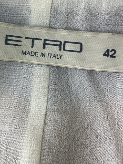 Vestido Etro Estampado Manga larga Plisado Verde - Talla 42