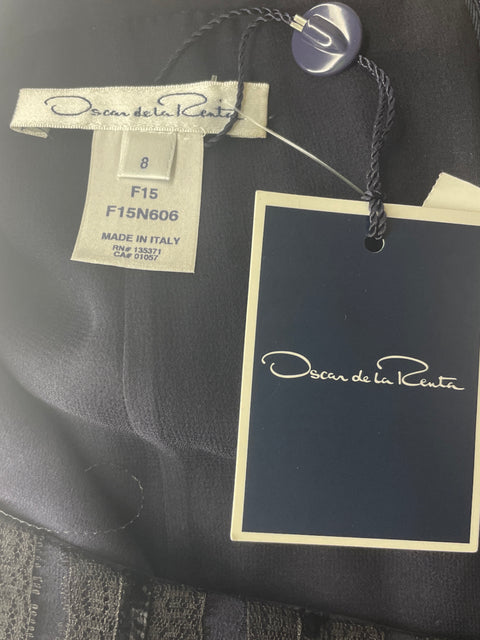 Vestido Oscar De La Renta Plisado Midi Transparente Negro - Talla 8