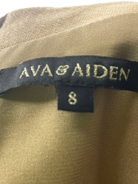 Vestido Ava & Aiden Ajustado Manga larga Liso Cuello redondo Marrón - Talla 8