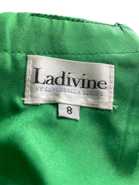 Vestido De Fiesta La Divine Plisado Ajustado Suelto Verde - Talla 8
