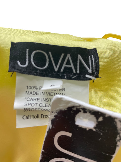 Vestido De Fiesta Jovani Midi Globo Satinado Amarillo - Talla 6