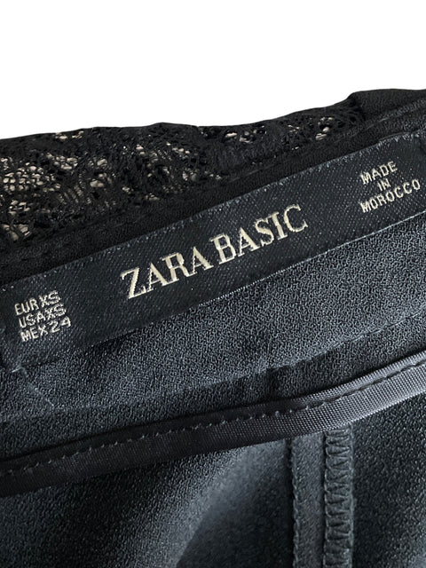 Romper Zara Encaje Mini Negro - Talla XS