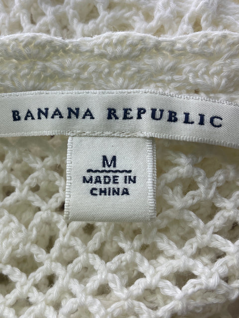 Blusa Banana Republic Apliques Manga corta Ajustado Blanco - Talla M