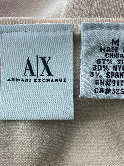 Blusa Armani Exchange Cruzada Manga corta Tshirt Beige - Talla M