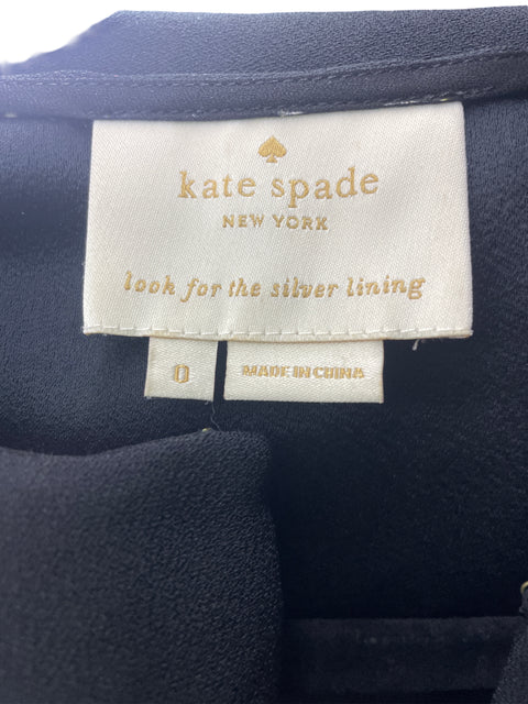 Vestido Kate Spade Ruchas Sin mangas Suelto Negro - Talla 0