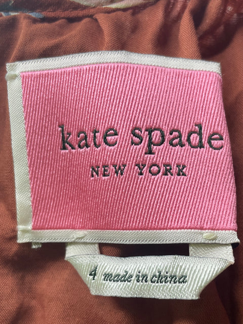 Vestido Kate Spade Floral Estampado Tiras Rosado - Talla 4