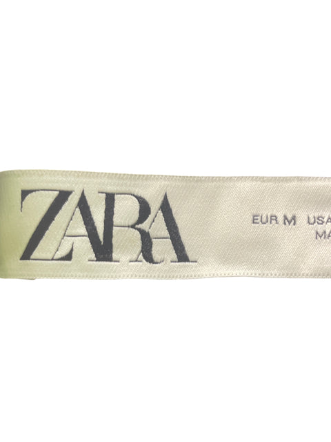 Conjunto Zara Blazer/pantalon Recto Wide-leg Cuello v Beige - Talla M