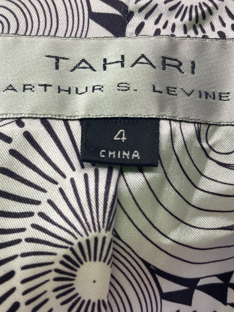 Chaqueta Tahari Cuello v Manga larga Boton Negro - Talla 4